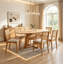 Table de salle à manger extensible ronde avec rangement caché et détails décoratifs tissés