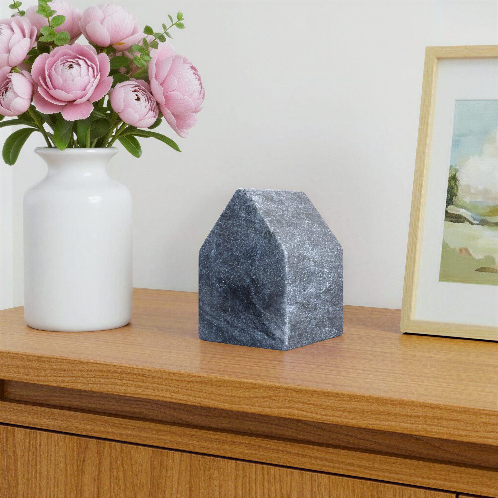 Adalynn Genuine Marble Sculpture, 3.5" H x 2.5" W x 2.5" D, Gray