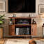 Grand support de tourne-disque rond avec station de charge et ports USB, armoire de rangement de disques, support de table tournante moderne Mid-Century pour le salon de la chambre à coucher