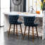 2 tabourets de comptoir de style moderne Mid-Century bleu avec similicuir et garniture cloutée