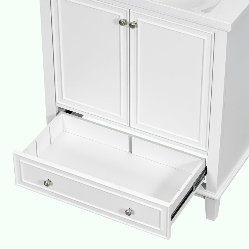 Ensemble de meuble-lavabo 30 po avec lavabo, Blanc, Argent argent