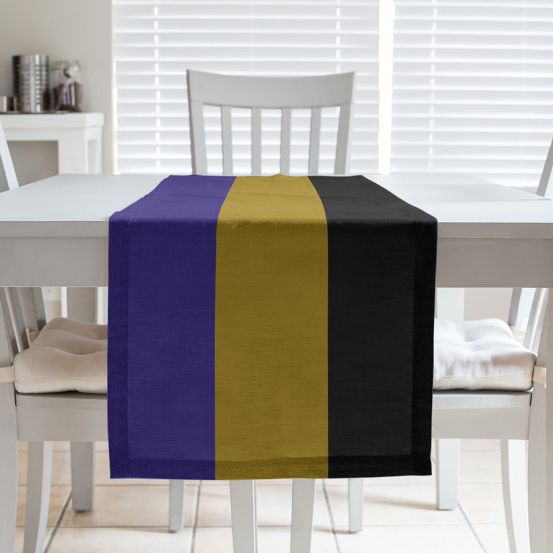 Dallas Football Stripes Table Runner, 90" L x 16" W, Navy Blue/Gold/Black