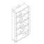 Vitrine Mid-Century, vitrine à dossier ouvert avec 8 tablettes - blanc