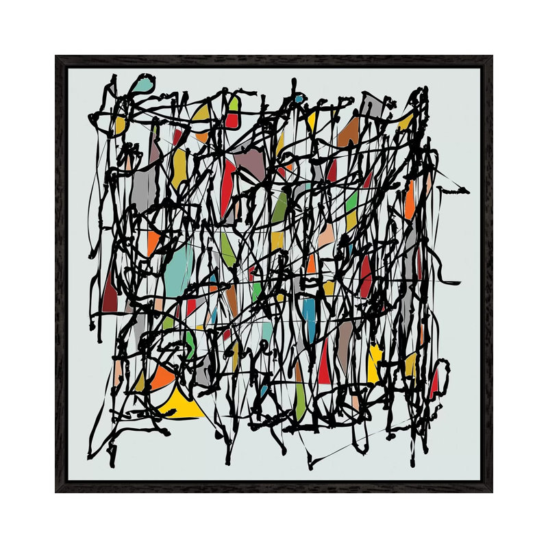 Pollock Wink II by Angel Estevez - Print on Canvas, Black Framed, 66.04cm H x 66.04cm W x 3.81cm D