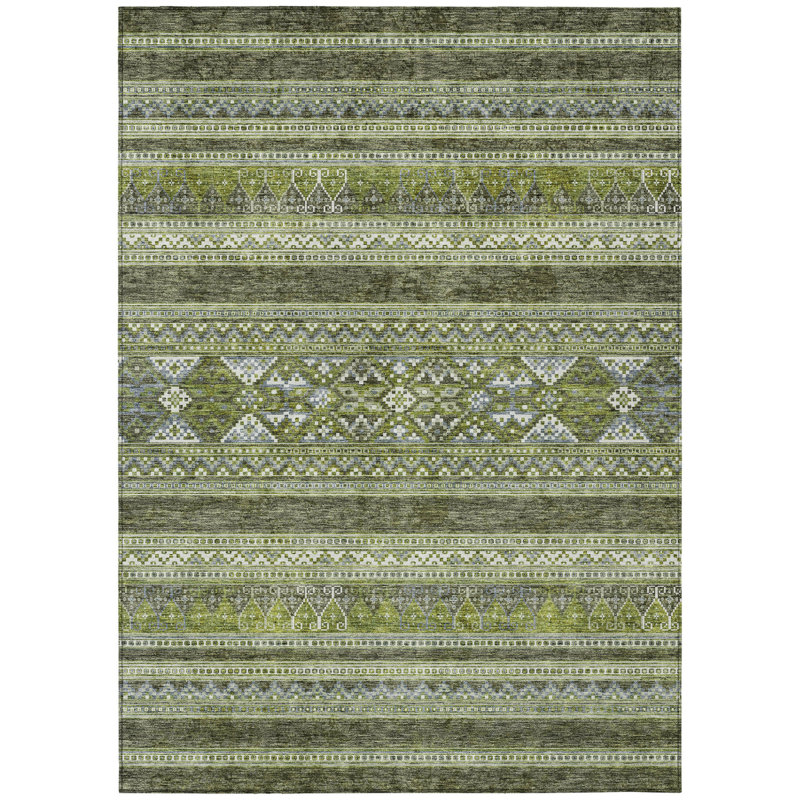 Tapis intérieur / extérieur vert olive et artichaut 3 pi x 5 pi HomeRoots