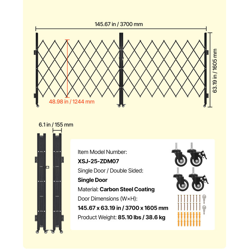 Steel Gate Fencing, 152.4cm H x 365.8cm W