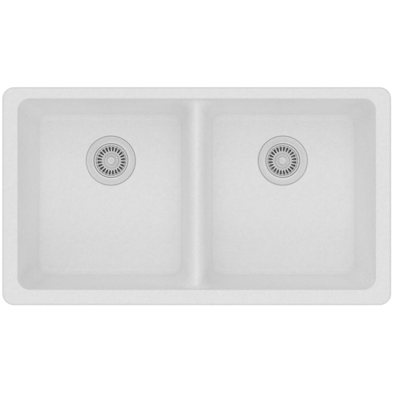 Évier de cuisine à double cuve encastrable l 18,5 po x L 33 po Quartz Classic, Blanc