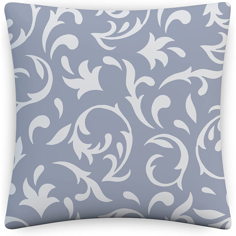 Indoor / Outdoor Damask Grey Square Cushion Cover, 50.8cm x 50.8cm