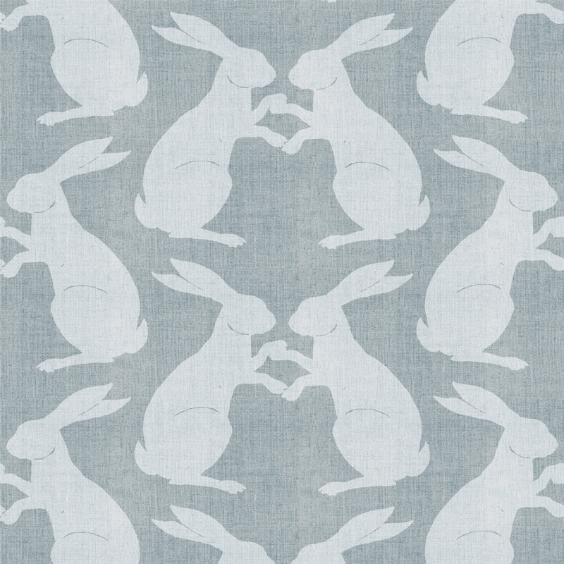 Carreau de papier peint auto-adhésif L 10 pi x l 24 po Kids Rabbits, Bleu étain, Autocollant, Peel & Stick