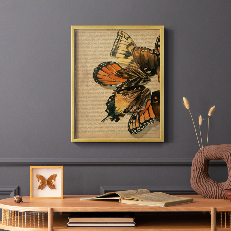 «Winged Wreath II», reproduction encadrée - bois massif, Or, H 10 po x l 8 po
