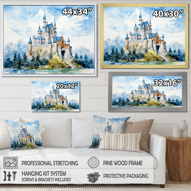 Fortress Castle In The Mountains - Castles, art mural, H 16 po x l 32 po x P 1 po, Toile tendue