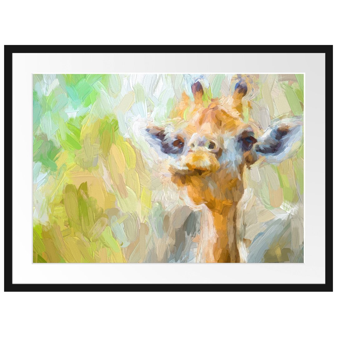 Gerahmtes Papierbild Giraffe in der Natur