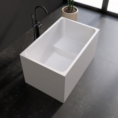Baignoire de trempage autoportante rectangulaire en acrylique 47 po avec siège Tidal