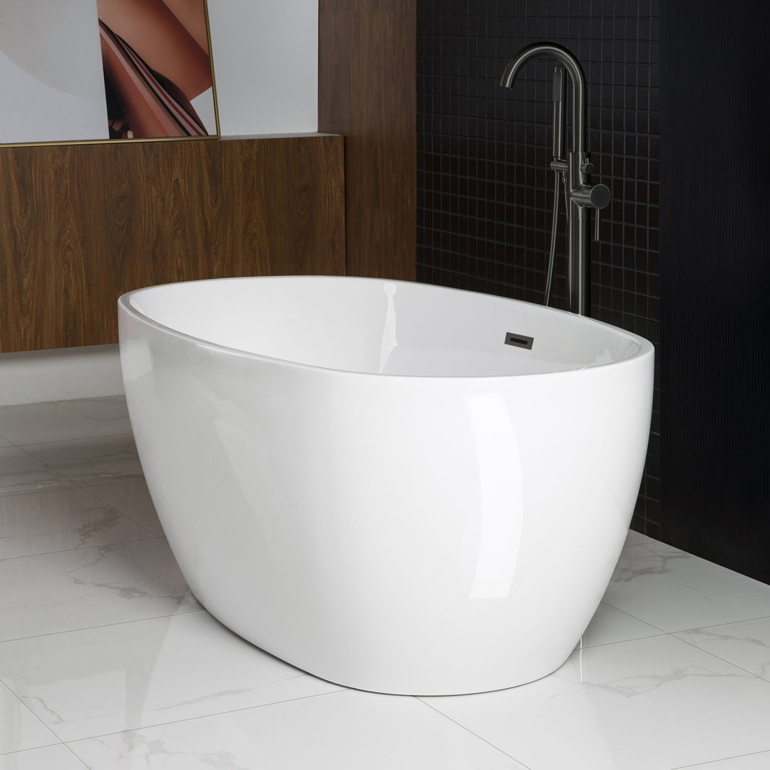 Ember 59'' x 32'' Freestanding Soaking Acrylic Bathtub WoodBridge 