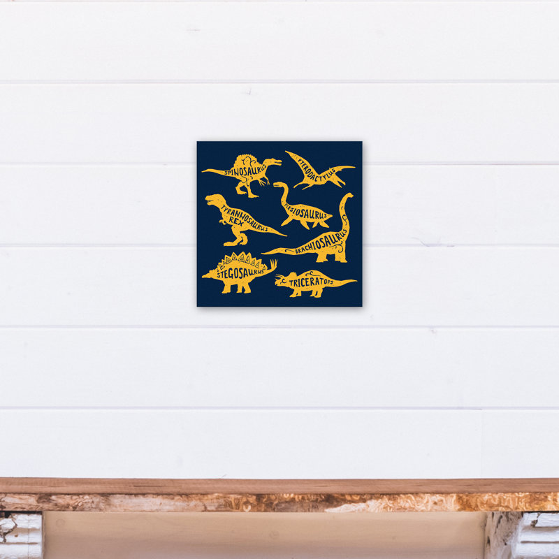 Art sur toile dino names Amapola, H 12 po x l 12 po x P 1,25 po, Bleu marine et jaune