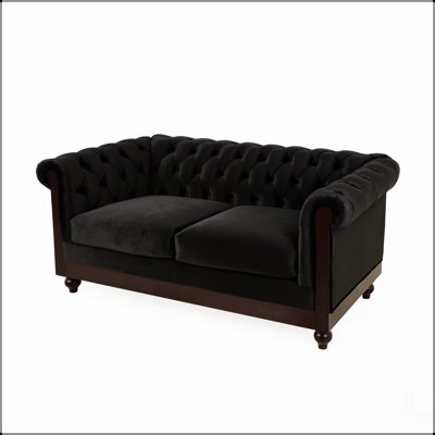 Monahans 59.44" Chesterfield Velvet Loveseat Sofa, 2-Person Rolled Arm Upholstered Couch with Button Tufting for Living Room, Bedroom & Small Spaces