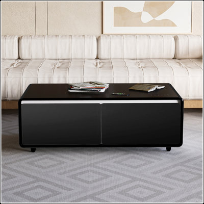 Modern Smart Coffee Table with Built-in Fridge, Bluetooth Speakers, Wireless Charging, and RGB Light for Ultimate Convenience