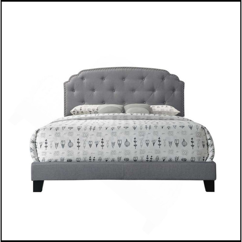 Gray Fabric Queen Bed