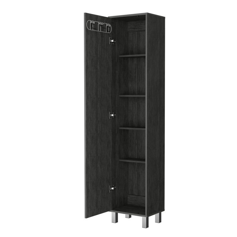 Armoire de rangement haute Lawen, porte simple, 3 porte-balais