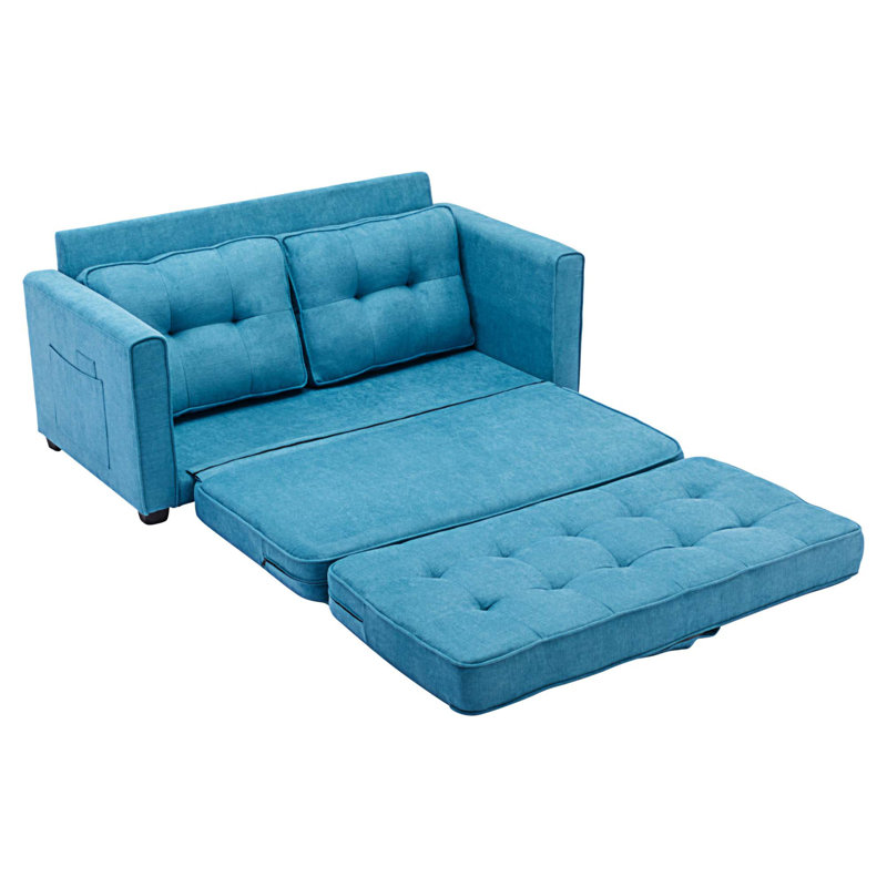 59.4'' Upholstered Sleeper Sofa, Blue Chenille
