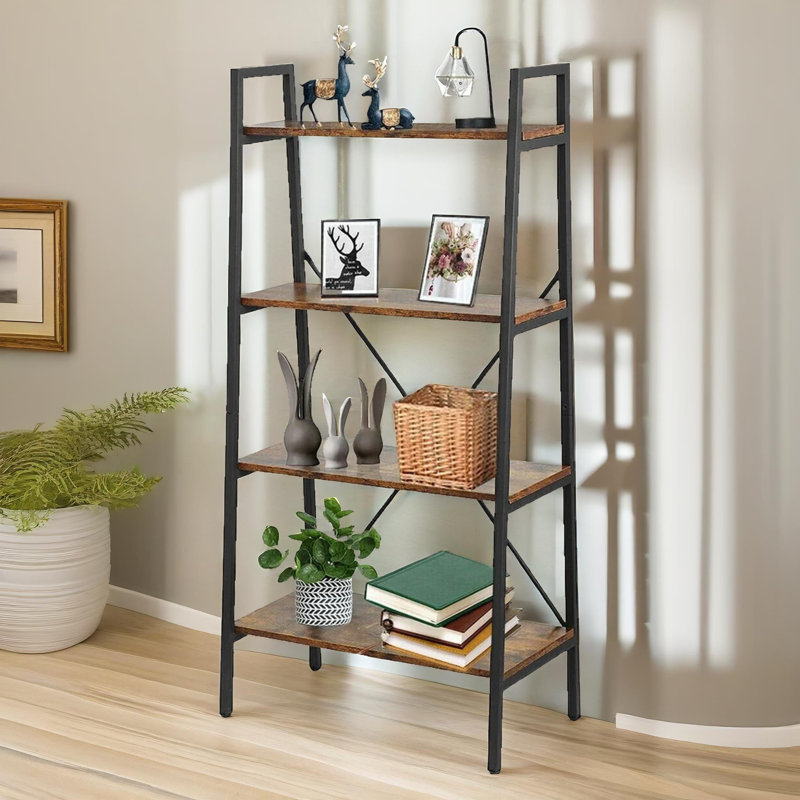 Baillie 145cm H x 60cm W Steel Ladder Bookcase