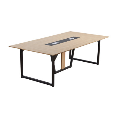 Conference Table, 8 ft Office Meeting Table for 10 Person, Modern Rectangle Seminar Desk with Metal Legs, Large Meeting Desk Ideal for Office, Boardro
