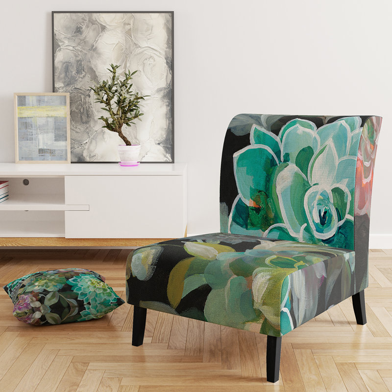 Floral Succulents - Traditional Upholstered Slipper Chair