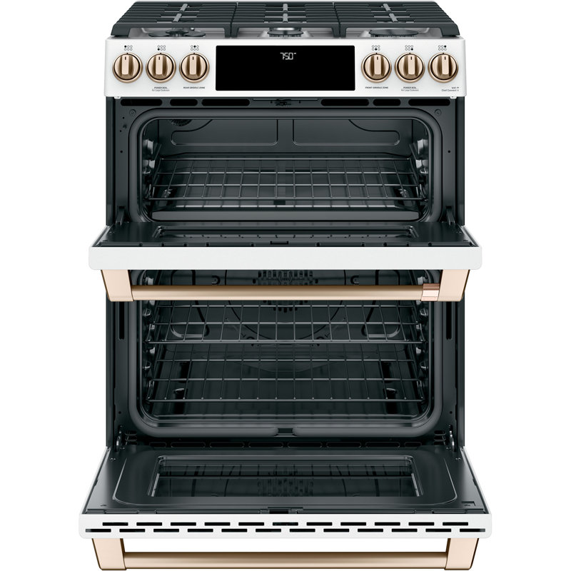 Café 30" 6.7 cu. ft. Smart Slide-in Gas Range with Griddle, Matte White
