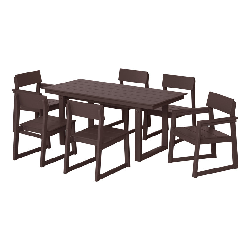 7-Piece Outdoor Dining Set, Dark Brown