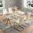 Marble-Look Glass Dining Table with Gold Metal Legs-620046261