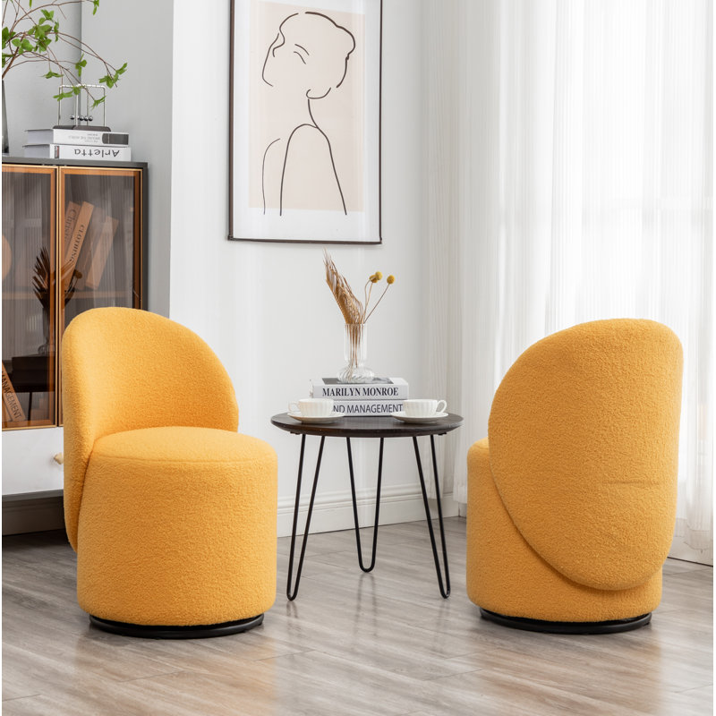 Annielise 20" Wide Polyester Swivel Barrel Chair, Yellow 100% Polyester
