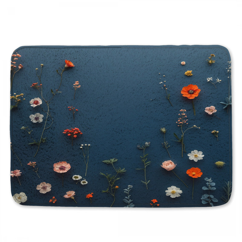 Assorted Wildflowers Arrangement Bath Mat, 24in W x 17in L