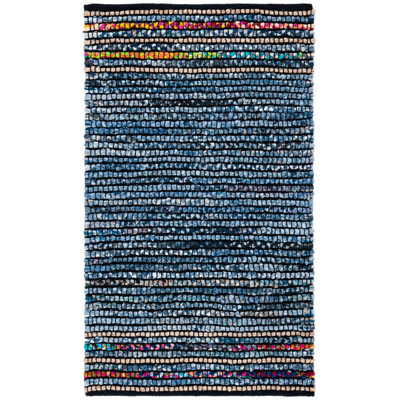Samant Hand Woven 0.9 Cotton 0.1 Jute Striped Rug, Rectangle 4' x 6'