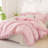 Andency Pink Comforter Set Queen Size, 3 Pieces Solid Pink Ruffle Comforter Set for Queen Bed, All Season Vintage Rustic Soft Microfiber Bedding Set for Women Girls-124610435-124610444