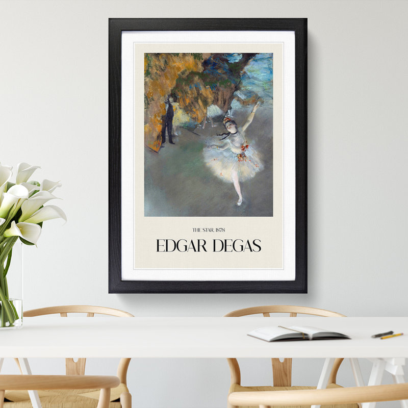 The Star Ballet Ballerina Dancer by Edgar Degas - Picture Frame Painting, 36cm H x 27cm W x 2cm D, Black Framed