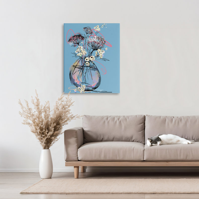 Toile abstraite «Snowberries», conception par Susan Lugar, H 30 po x l 24 po