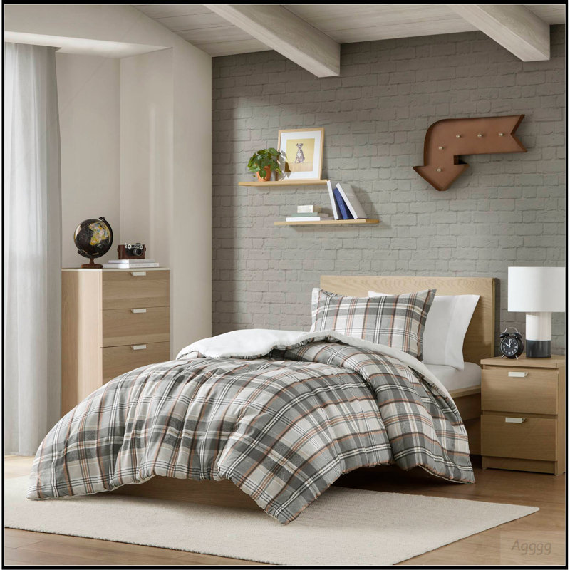 Ensemble de housse de couette à carreaux simple / simple TG