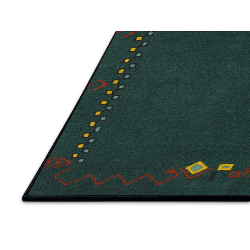 Tapis vert en laine Power Loom, Rectangle 7 pi x 10 pi