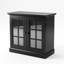 Buffet de rangement 30,75 "en bois aggloméré noir avec 2 portes en miroir et tablette réglable-1096269585