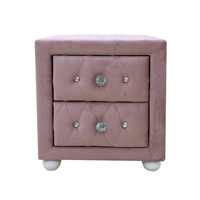 Fabric Upholstered Nightstand With 2 Drawers