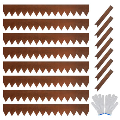 Paquet de 8 bordures de jardin en acier galvanisé 40 po x 6 po - Bordure de pelouse pliable avec pointes de requin pour plates-bandes et allées