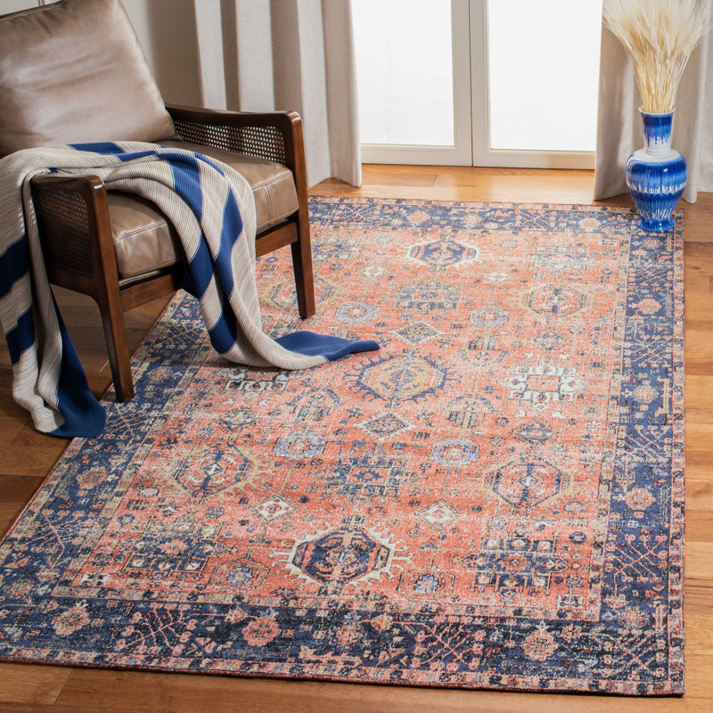 Tapis oriental rouille / bleu marine Chenault, Rectangle 4 pi x 6 pi