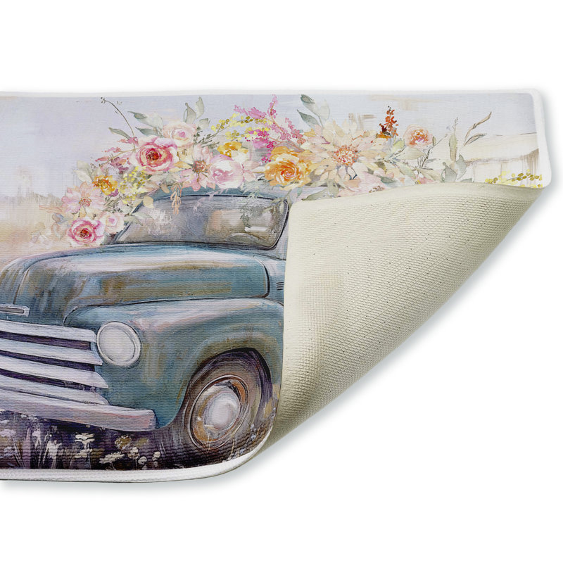 Tapis de bain et tapis de bain en peluche imprimé Country Cargo Roses, design par Nina Blue, 18 po x 30 po