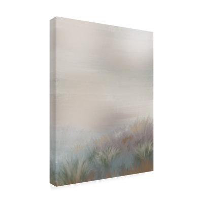 Paysage, herbe et brouillard sur toile