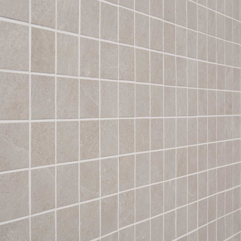 Era 12x12 Matte Textured Limestone Look Porcelain Mosaic Tile, Linen White
