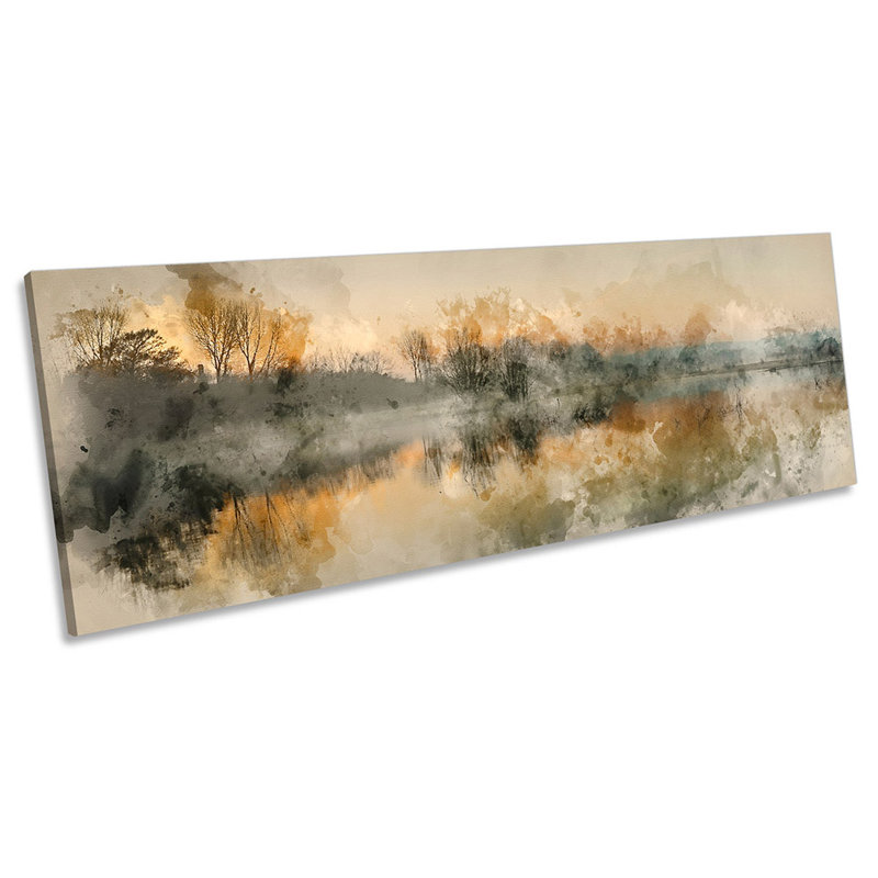 Abstract Brown Landscape - Wrapped Canvas Panoramic Print, 60.96cm H x 182.88cm W