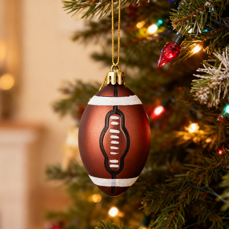 12 pièces de babioles brunes de Noël sur le thème du rugby