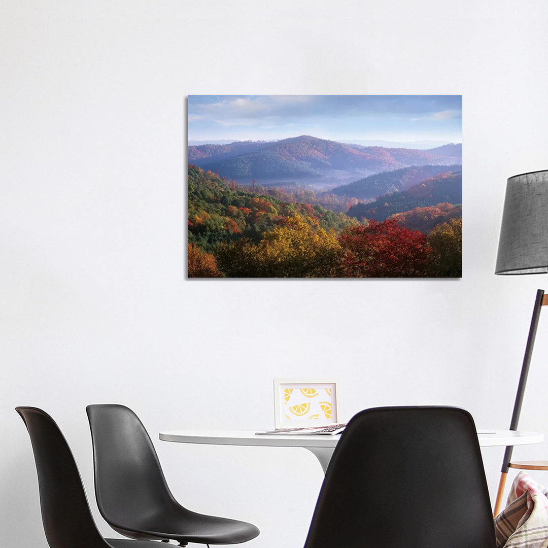 Autumn Deciduous Forest From The Blue Ridge Parkway, North Carolina by Tim Fitzharris - Wrapped Canvas Print