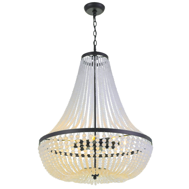 Josephine 8 - Light Unique Empire Chandelier with Beaded Accents, Matte Black, 8