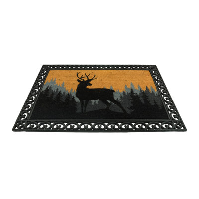 Paillasson extérieur antidérapant en fibre de coco naturelle 36x24 avec fibre résistante aux intempéries et bordure décorative en caoutchouc